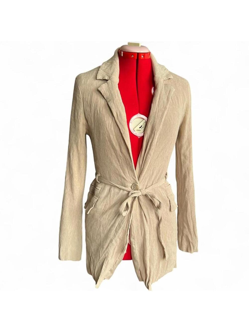 Cream BAGATELLE Collection New York lightweight textured crinkle blazer